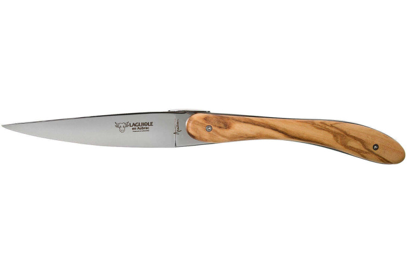 Lote de 6 cuchillos chuleteros Laguiole Aubrac l'Ecir con mango de madera de olivo