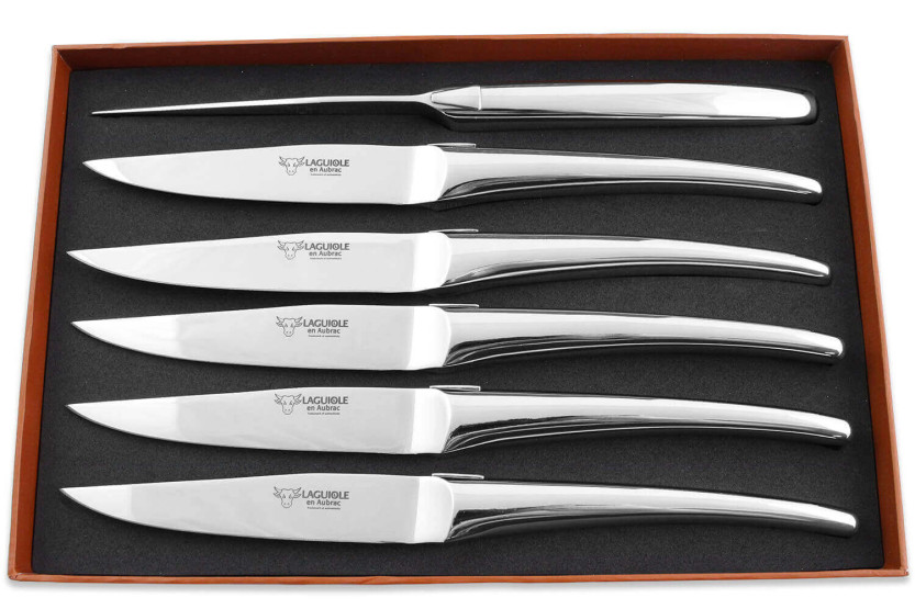 Set di 6 coltelli da tavola Laguiole Aubrac Monobloc in acciaio inox lucido