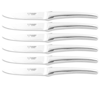 Set om 6 bordsknivar Laguiole en Aubrac Monobloc i blankt rostfritt stål 2