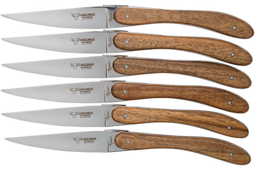Set di 6 coltelli da tavola L'Ecir Laguiole Aubrac con manico in noce