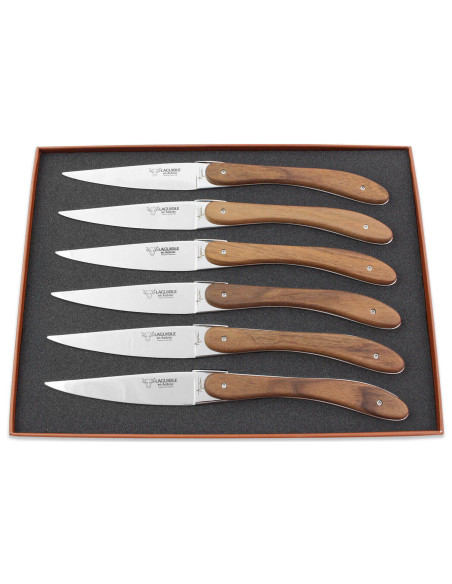 Lote de 6 cuchillos de mesa L'Ecir Laguiole Aubrac con mango de nogal