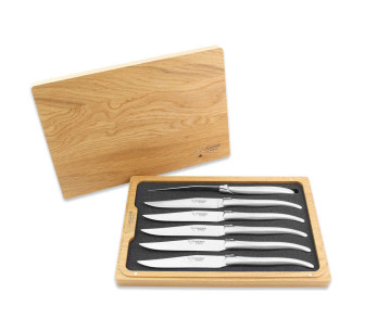 Set mit 6 Laguiole en Aubrac Tafelmessern komplett aus Edelstahl mit matten Griffen