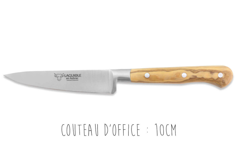 Æske med 3 Laguiole Aubrac-knive i oliventræ: Office + Universal + Chef
