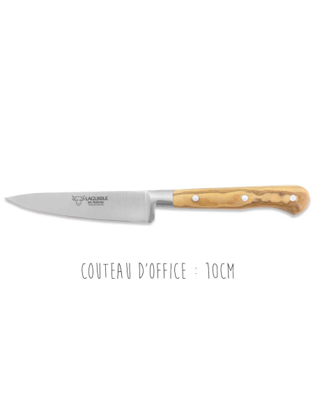 Set di 3 coltelli in legno d'ulivo Laguiole Aubrac in scatola: Office + Universal + Chef