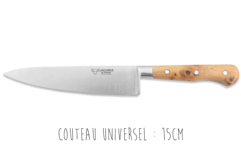 Æske med 3 Laguiole enebærknive fra Aubrac: Office + Universal + Chef