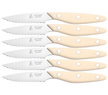 Conjunto de 6 facas para bifes Au Nain Brasserie em marfim