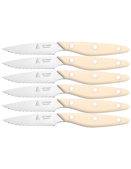 Set mit 6 Steakmessern aus Elfenbein Au Nain Brasserie