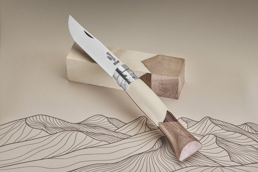Opinel Tradition Luxe Cime n°09 coltello pieghevole lama 9cm acero + frassino + noce manico