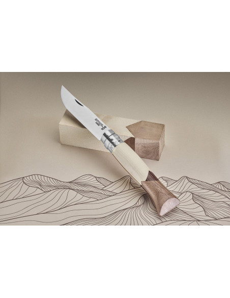 Opinel Tradition Luxe Cime n°09 taittoveitsi 9cm terä vaahtera + saarni + pähkinä kahva