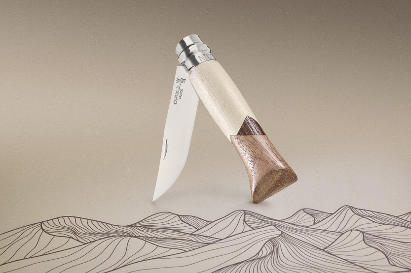 Opinel Tradition Luxe Cime n°09 faca dobrável 9cm lâmina bordo + freixo + cabo de nogueira