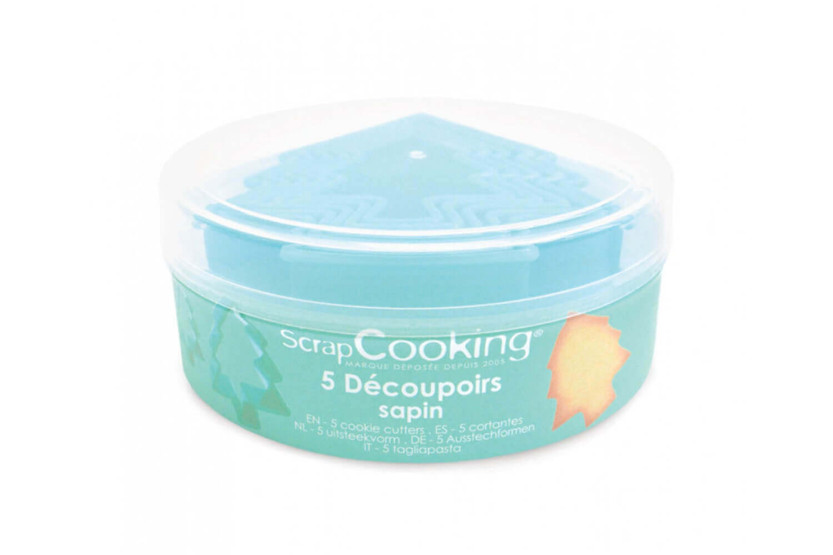 Box mit 5 Scrapcooking Ausstechformen Tannenbaum aus Polypropylen
