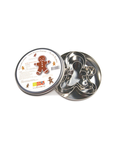Box of 3 Scrapcooking stainless steel cookie cutters - Gingerbread men