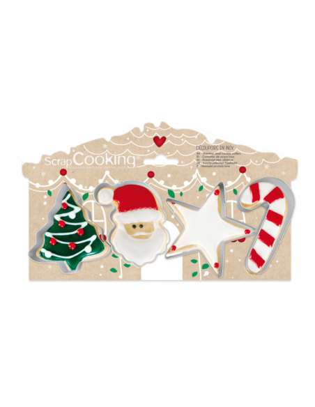Set of 4 tin Scrapcooking cookie cutters - Christmas