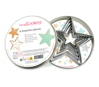 Schachtel 6 Scrapcooking Ausstechformen aus Edelstahl - Sterne