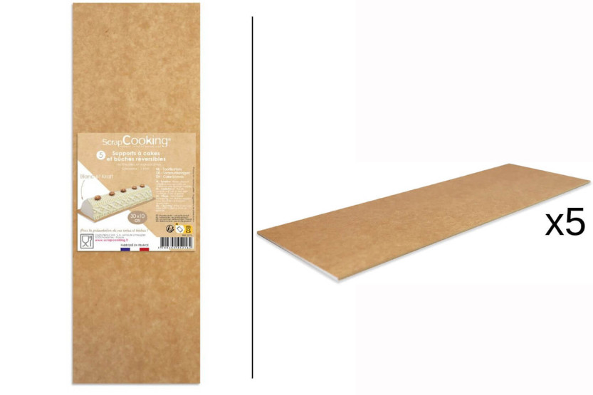 Set van 5 Scrapcooking log/taart houders 10x30cm in kraft karton