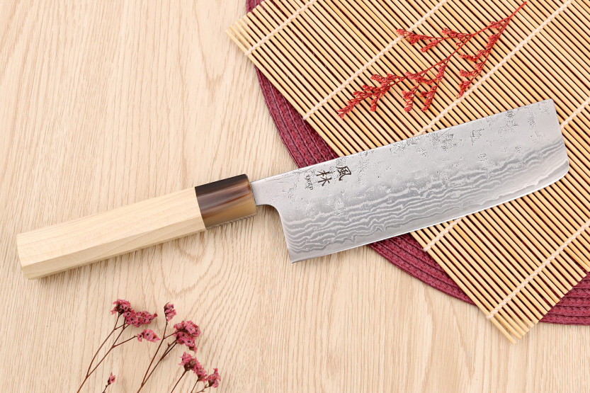 Japanisches Nakiri-Messer Handwerk Yuzo Haruto Damast