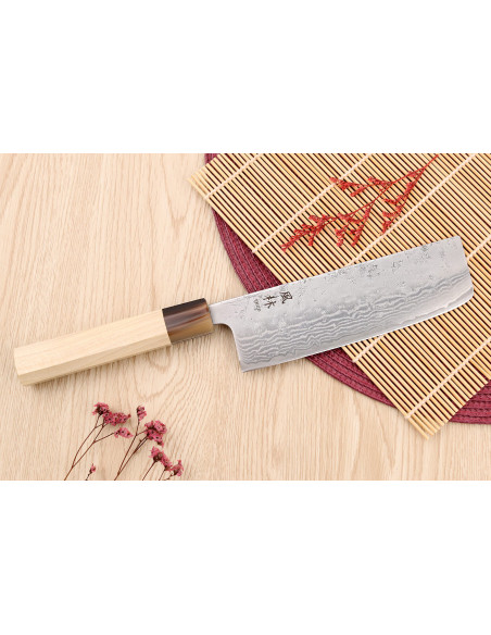 Yuzo Haruto Damascus 16,5cm Japans handgemaakt nakiri mes