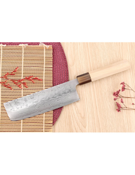 Yuzo Haruto Damaskus 16,5cm Japansk handgjord nakiri-kniv