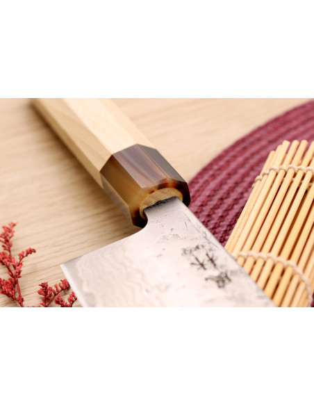 Yuzo Haruto Damasco 16,5 cm Coltello nakiri giapponese fatto a mano