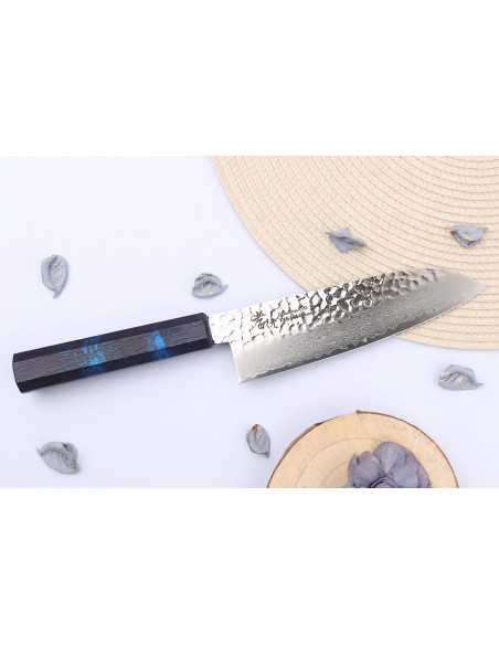 Sakai Takayuki Nanairo Blue Damas VG10 17cm japansk santokukniv
