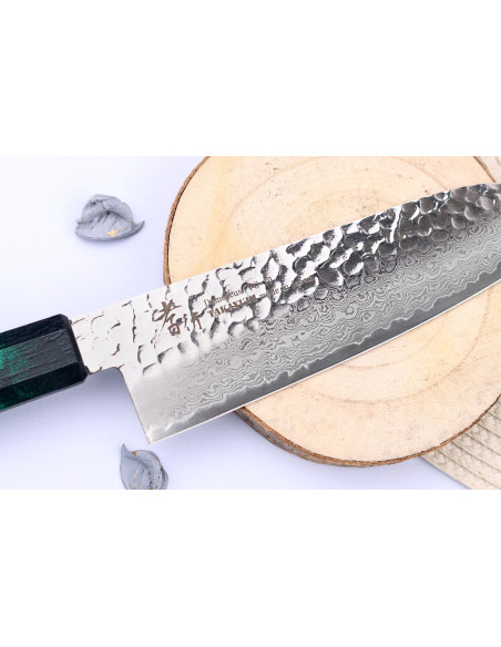 VG10 Sakai Takayuki Nanairo Green Damascus 17cm japanilainen santoku veitsi