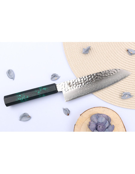 VG10 Sakai Takayuki Nanairo Green Damascus 17 cm japansk santoku-kniv