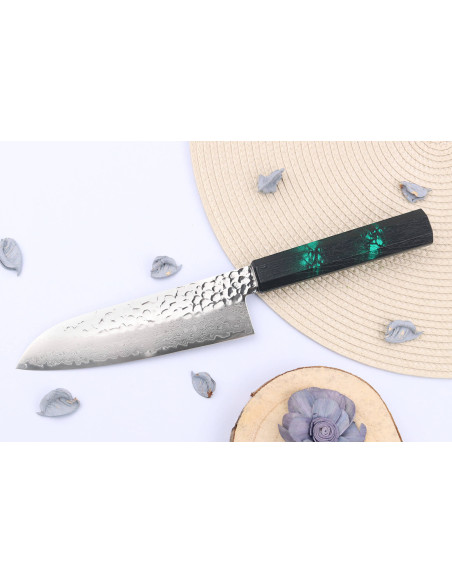 VG10 Sakai Takayuki Nanairo Verde Damasco 17cm coltello santoku giapponese