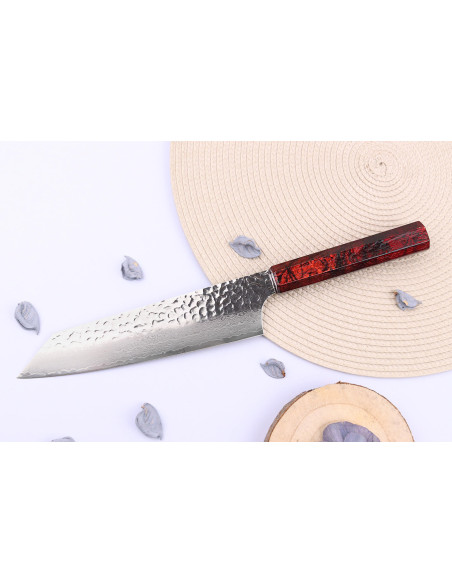 Couteau kiritsuke japonais 19cm Sakai Takayuki Nanairo Wine Damas VG10