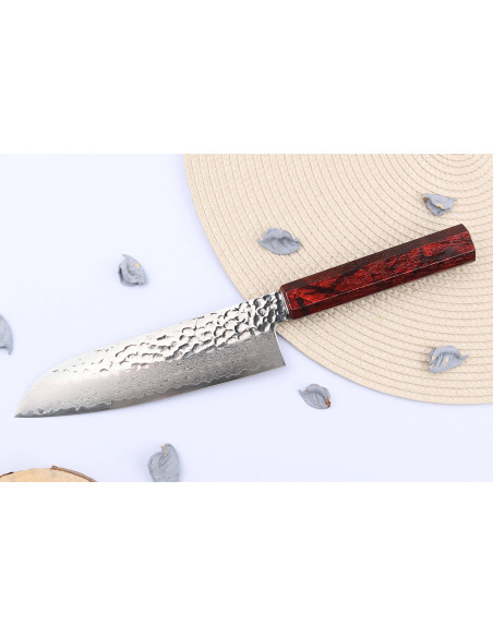 Japanilainen santoku-veitsi 17 cm Sakai Takayuki Nanairo Wine Damas VG10