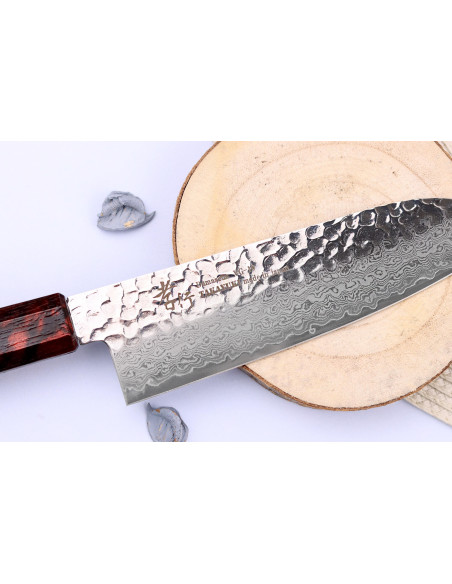 Japanisches Santokumesser 17 cm Sakai Takayuki Nanairo Wine Damas VG10