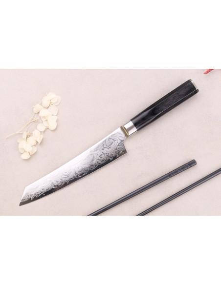 Couteau kengata universel 15cm japonais Sakai Takayuki Grand Chef Seigaiha Damas 45 couches