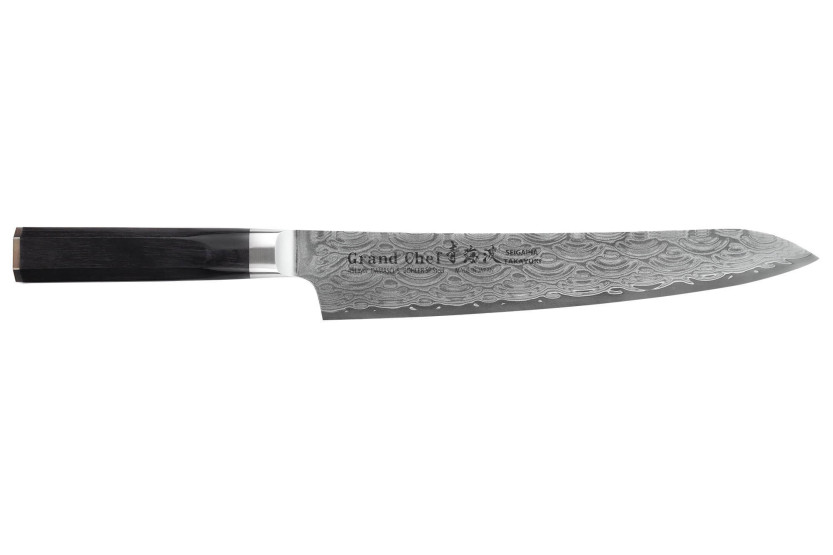 Cuchillo Sakai Takayuki Grand Chef Seigaiha Damascus 24cm sujihiki, 45 capas