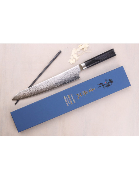 Sakai Takayuki Grand Chef Seigaiha Damascus 24cm coltello sujihiki, 45 strati