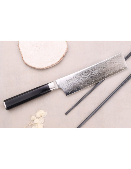 Sakai Takayuki Grand Chef Seigaiha Damascus 45 laags 16cm Japans nakiri mes
