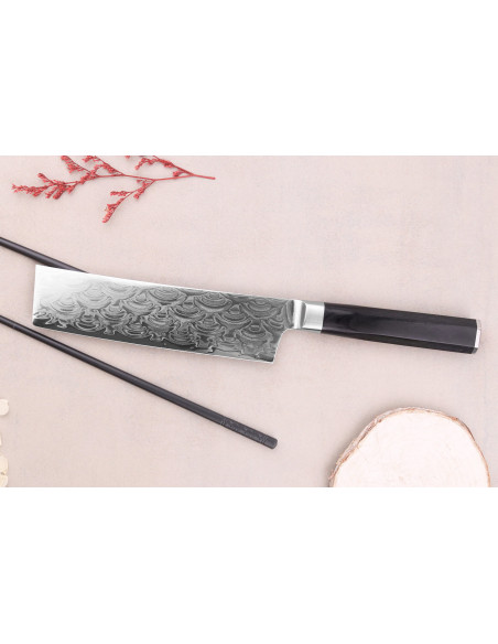 Sakai Takayuki Grand Chef Seigaiha Damascus 45 laags 16cm Japans nakiri mes