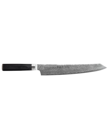 Sakai Takayuki Grand Chef Seigaiha Damaskus 45 lager kengata sujihiki kniv 25cm japansk