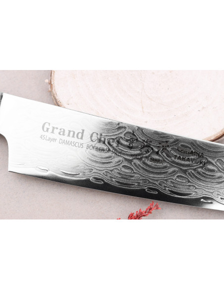Sakai Takayuki Grand Chef Seigaiha Damaskus 45 lager kengata sujihiki kniv 25cm japansk