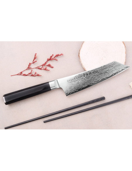 Sakai Takayuki Grand Chef Seigaiha 16cm santoku mes