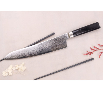 Sakai Takayuki Grand Chef Seigaiha Damasco 45 capas 24cm Cuchillo de chef japonés 2