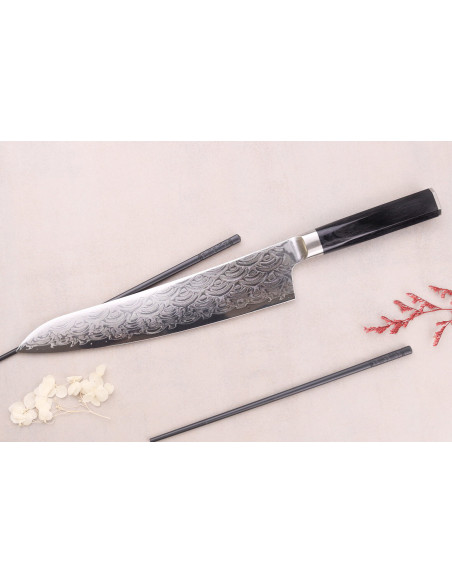 Sakai Takayuki Grand Chef Seigaiha Damasco 45 strati 24 cm Coltello da chef giapponese