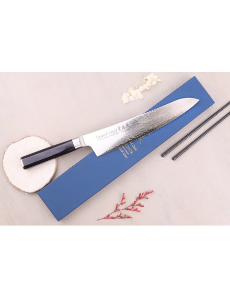 Sakai Takayuki Grand Chef Seigaiha Damasco 45 strati 24 cm Coltello da chef giapponese