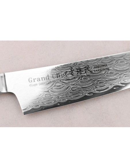 Sakai Takayuki Grand Chef Seigaiha Damasco 45 strati 24 cm Coltello da chef giapponese