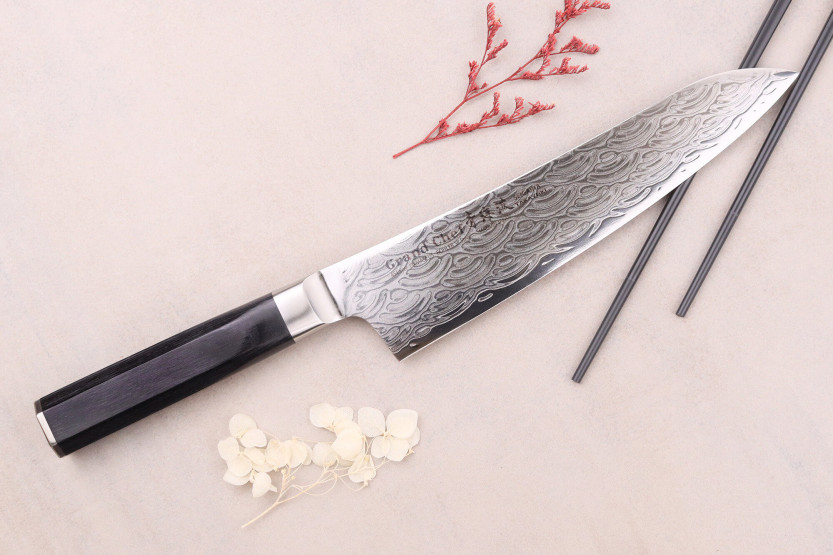 Faca de chef Sakai Takayuki Grand Chef Seigaiha Damascus 21cm, 45 camadas