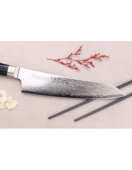 Kochmesser 21cm japanisch Sakai Takayuki Grand Chef Seigaiha Damast 45 Schichten