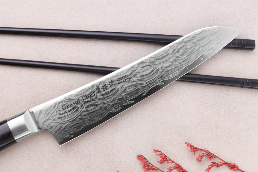 Universalmesser 15cm japanisch Sakai Takayuki Grand Chef Seigaiha Damast 45 Schichten
