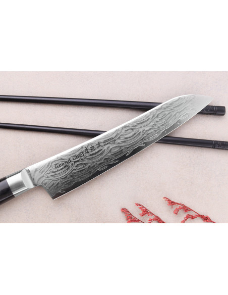 Sakai Takayuki Grand Chef Seigaiha Damascus 45-kerroksinen 15cm japanilainen yleiskäyttöinen veitsi
