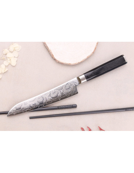 Sakai Takayuki Grand Chef Seigaiha Damaskus 45-lags 15 cm japansk universalkniv