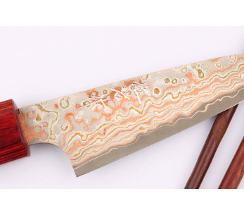 Japanisches handgefertigtes 9cm Officemesser Takeshi Saji VG10 Rainbow Nashiji 2
