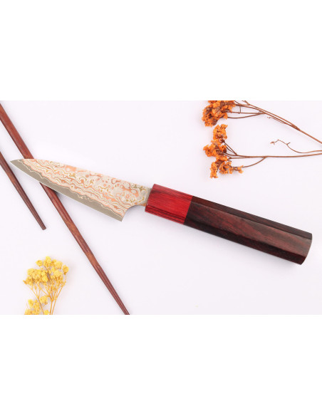 Cuchillo tradicional japonés Takeshi Saji VG10 Rainbow Nashiji 9cm