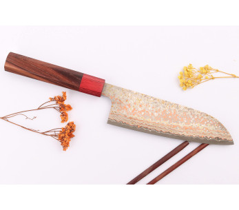 VG10 Cuchillo santoku japonés Rainbow Nashiji Takeshi Saji 16.5cm 2